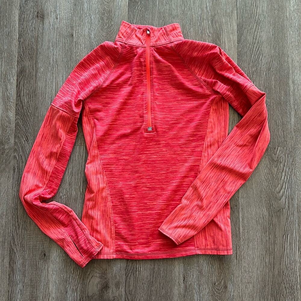Athleta Affinity Space Dye Half Zip‎ Pullover Orange XS Athletic Workout